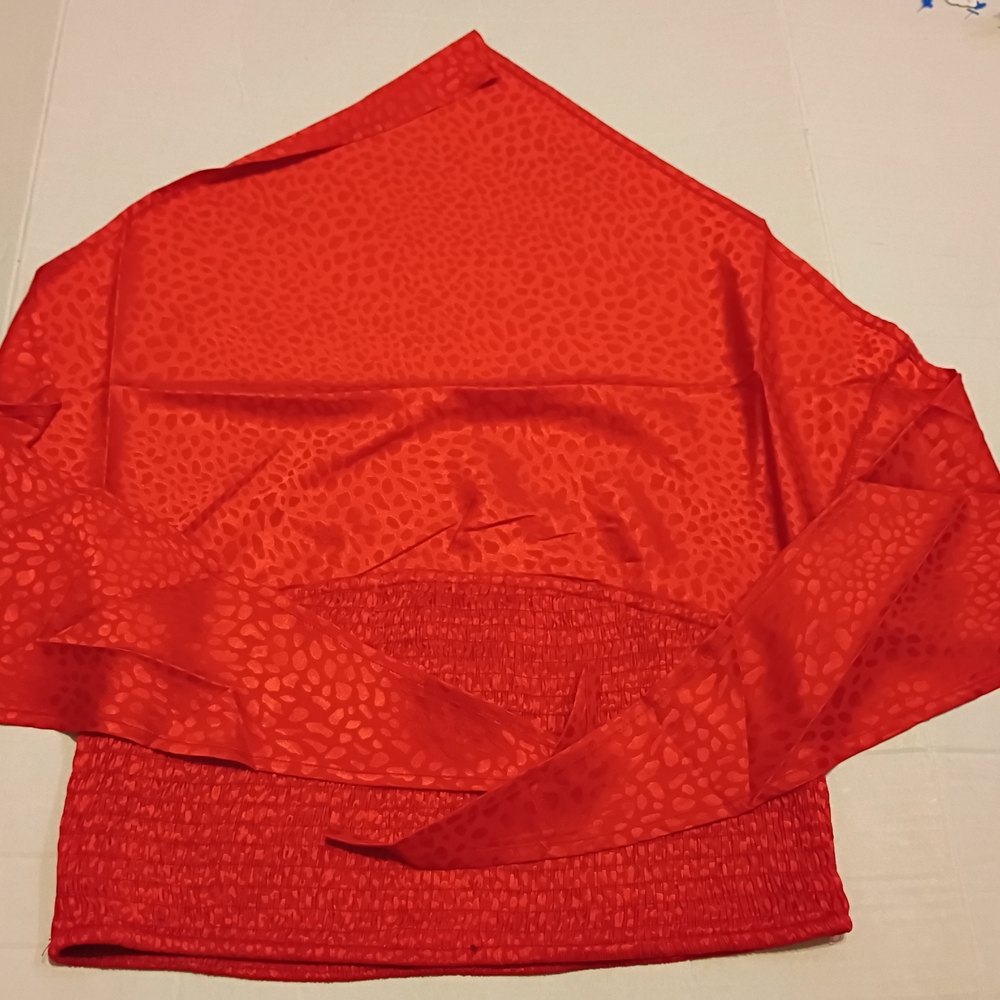 Sweet Generis Women's Red Sleeveless Satin Bandana Blouse Leopard Print Sz L NWT